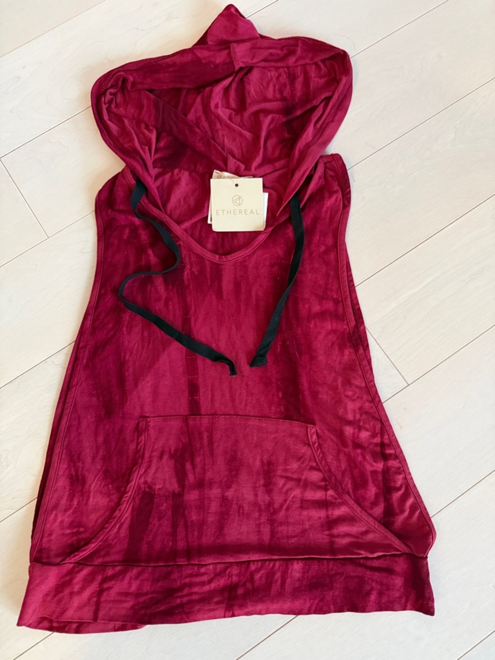 Ethereal Sleeveless Hoodie - Wine Red